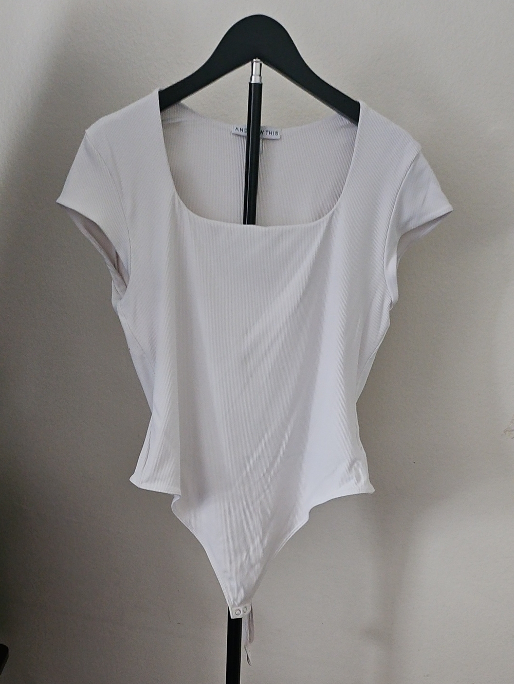 And Now This White Scoop-Neck Short Sleeve Bodysuit